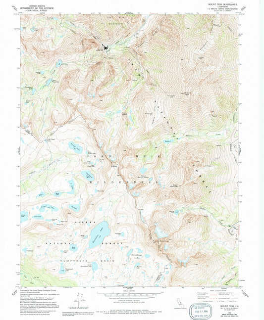 USGS Classic Mount Tom California 7.5'x7.5' Topo Map Image