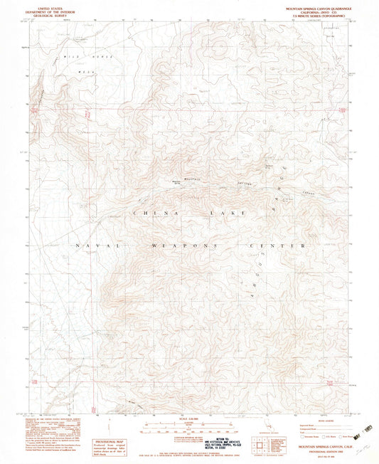 Classic USGS Mountain Springs Canyon California 7.5'x7.5' Topo Map Image