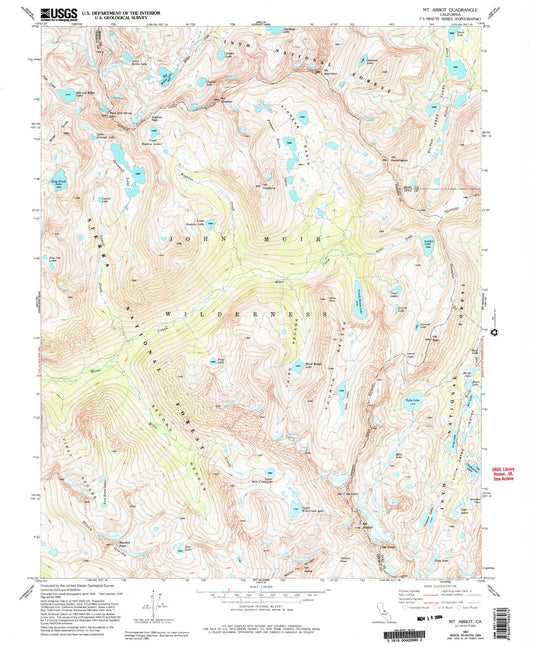 USGS Classic Mount Abbot California 7.5'x7.5' Topo Map Image