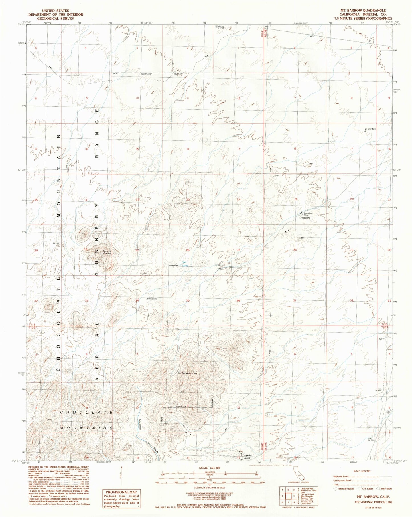 Classic USGS Mount Barrow California 7.5'x7.5' Topo Map Image