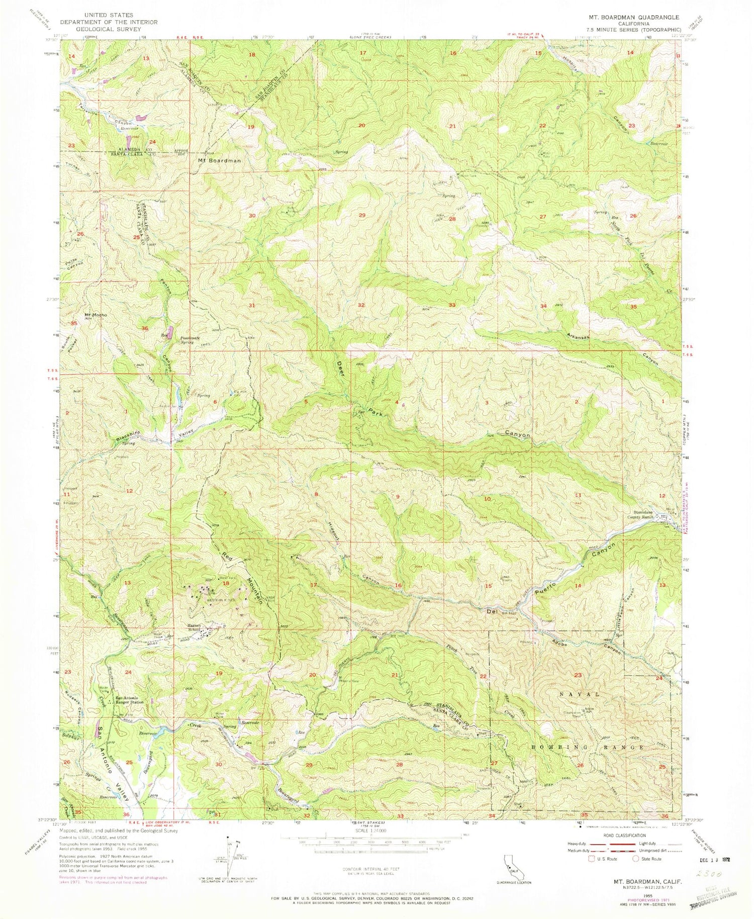 Classic USGS Mount Boardman California 7.5'x7.5' Topo Map Image