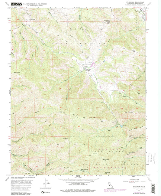 Classic USGS Mount Carmel California 7.5'x7.5' Topo Map Image