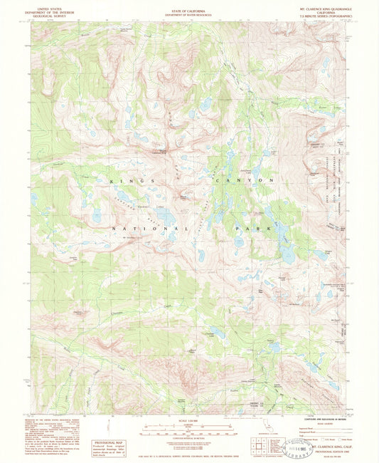 USGS Classic Mount Clarence King California 7.5'x7.5' Topo Map Image