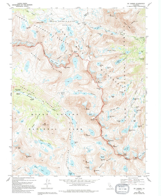 USGS Classic Mount Darwin California 7.5'x7.5' Topo Map Image