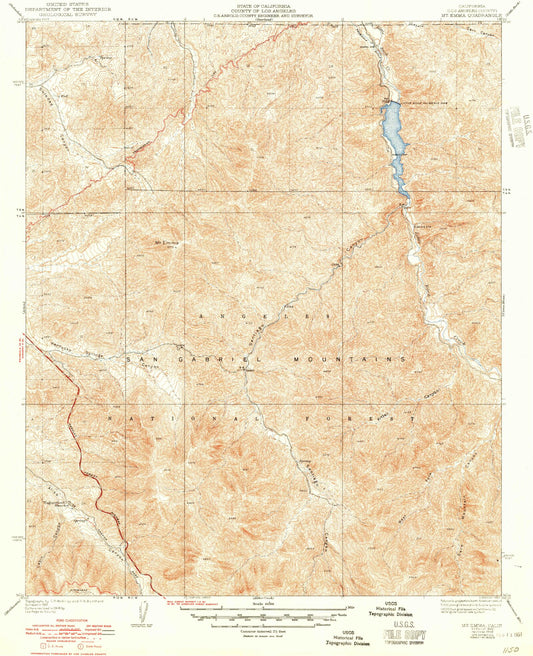 Classic USGS Mount Emma California 7.5'x7.5' Topo Map Image