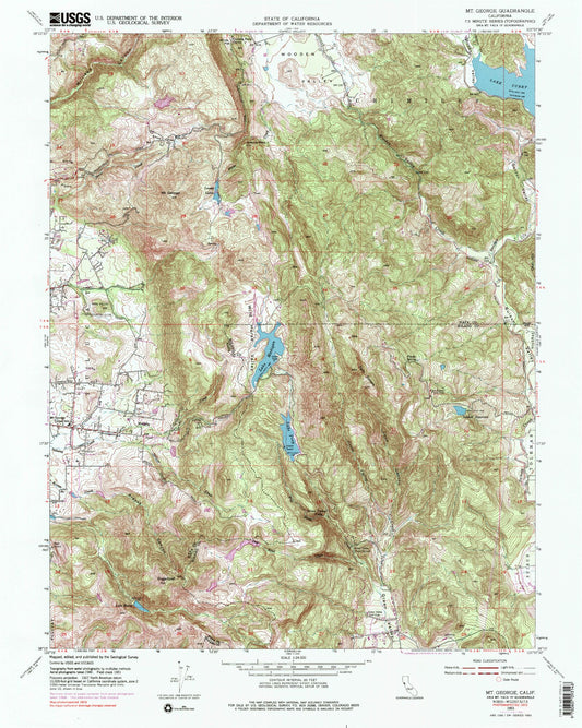Classic USGS Mount George California 7.5'x7.5' Topo Map Image