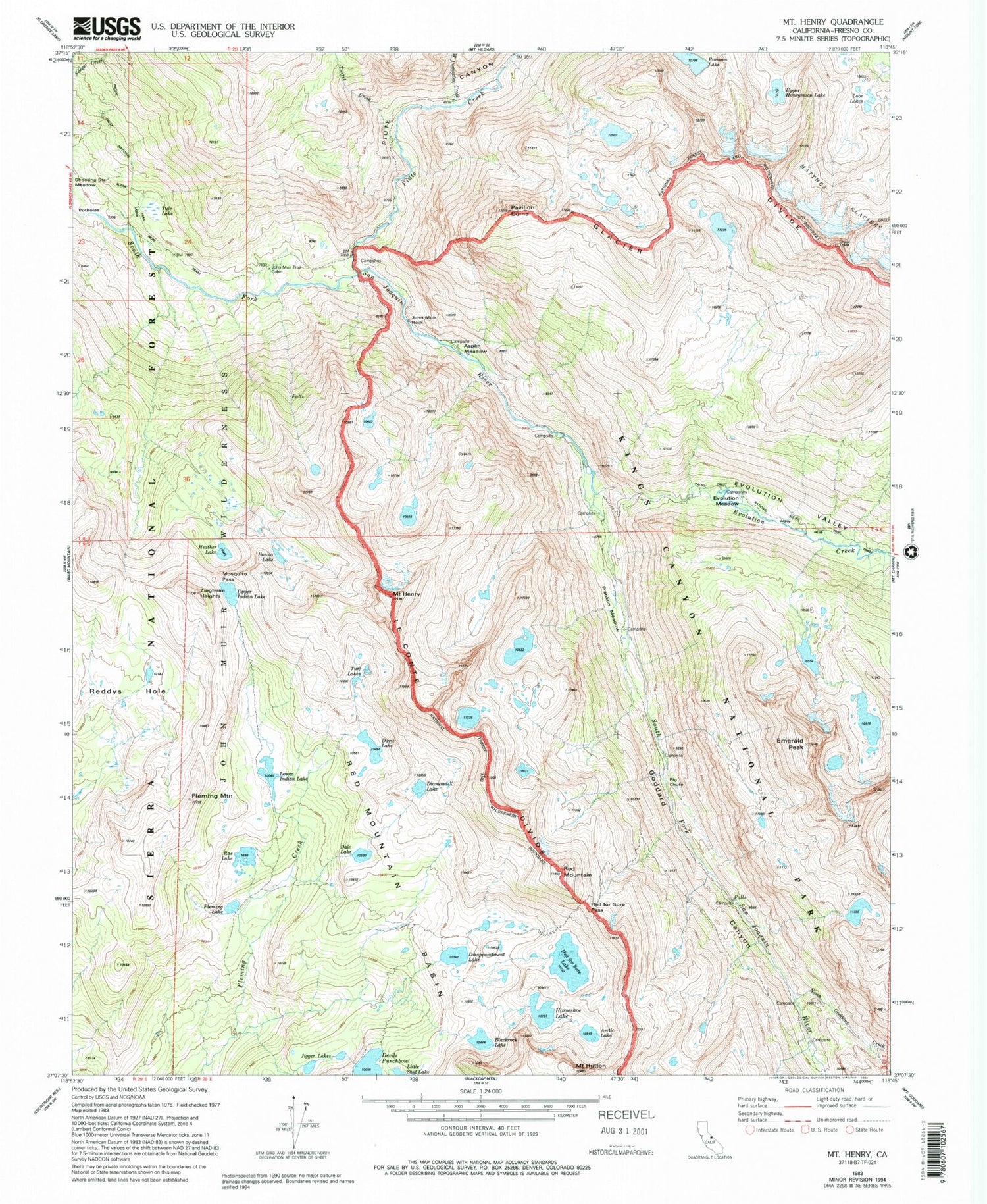USGS Classic Mount Henry California 7.5'x7.5' Topo Map Image