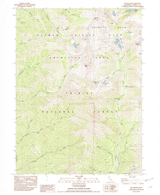 USGS Classic Mount Hilton California 7.5'x7.5' Topo Map Image