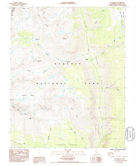 USGS Classic Mount Kaweah California 7.5'x7.5' Topo Map Image