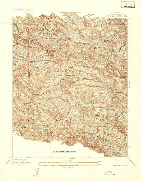 USGS Classic Mount Lowe California 7.5'x7.5' Topo Map Image