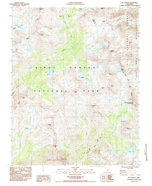 USGS Classic Mount Pinchot California 7.5'x7.5' Topo Map Image