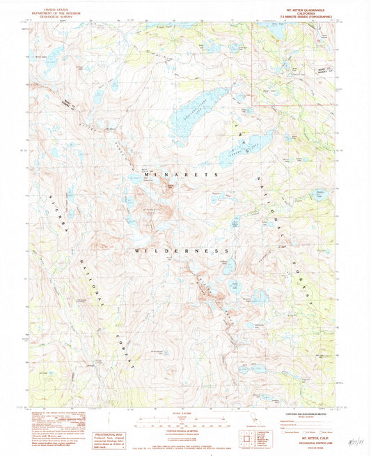 USGS Classic Mount Ritter California 7.5'x7.5' Topo Map Image
