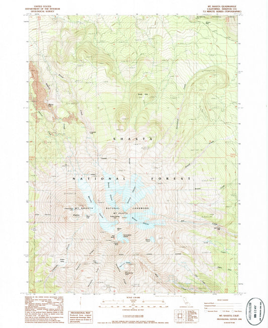 USGS Classic Mount Shasta California 7.5'x7.5' Topo Map Image