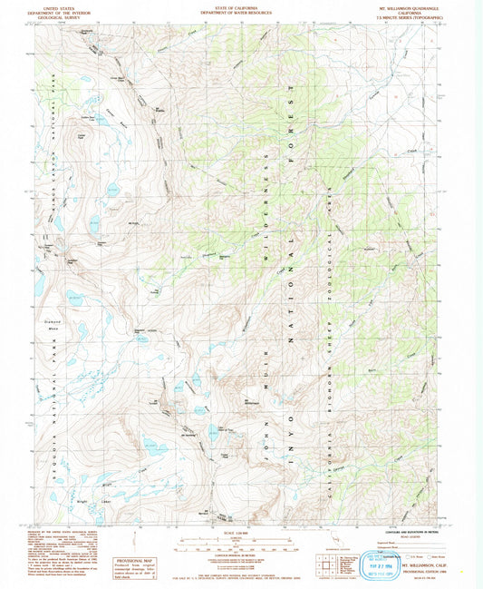 USGS Classic Mount Williamson California 7.5'x7.5' Topo Map Image