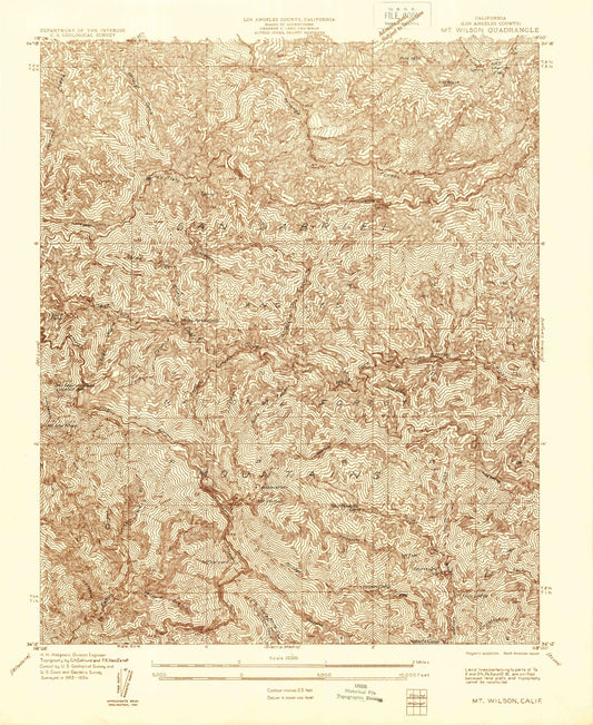 USGS Classic Mount Wilson California 7.5'x7.5' Topo Map Image