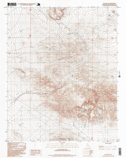 Classic USGS Mud Hills California 7.5'x7.5' Topo Map Image