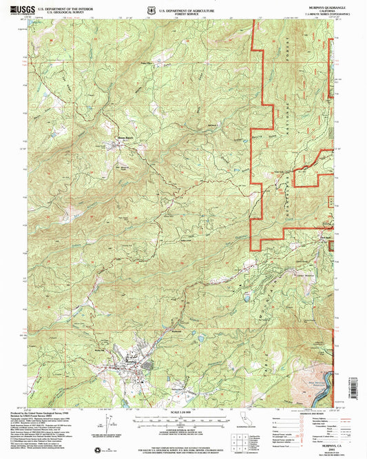 Classic USGS Murphys California 7.5'x7.5' Topo Map Image