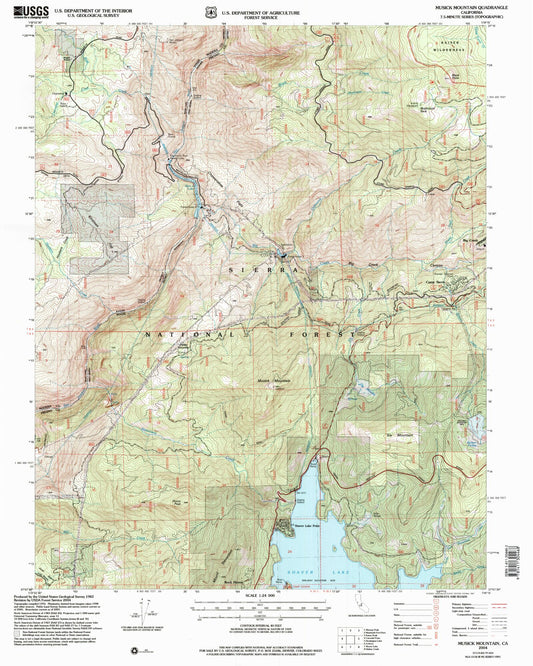 Classic USGS Musick Mountain California 7.5'x7.5' Topo Map Image