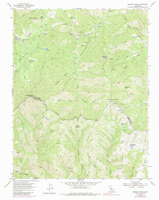 Classic USGS Mustang Peak California 7.5'x7.5' Topo Map Image