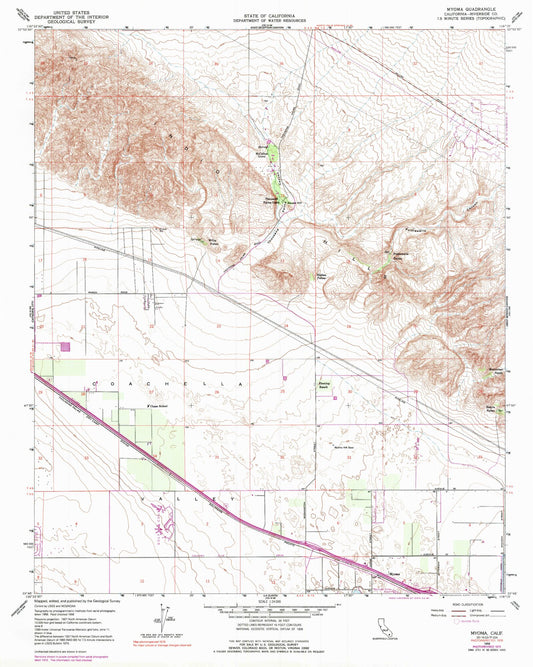 Classic USGS Myoma California 7.5'x7.5' Topo Map Image