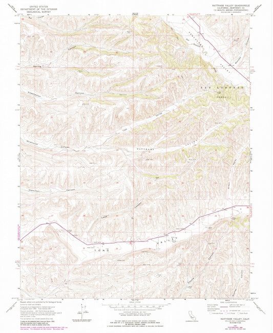Classic USGS Nattrass Valley California 7.5'x7.5' Topo Map Image