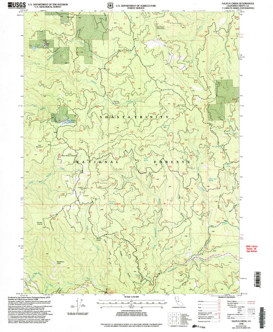 Classic USGS Naufus Creek California 7.5'x7.5' Topo Map Image