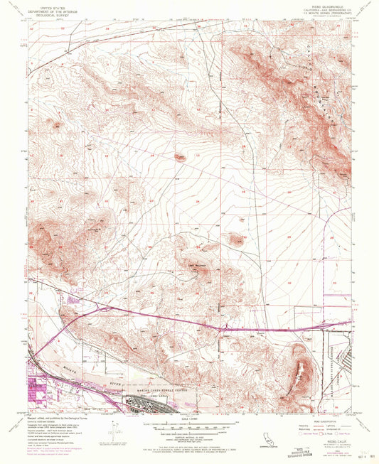 Classic USGS Nebo California 7.5'x7.5' Topo Map Image