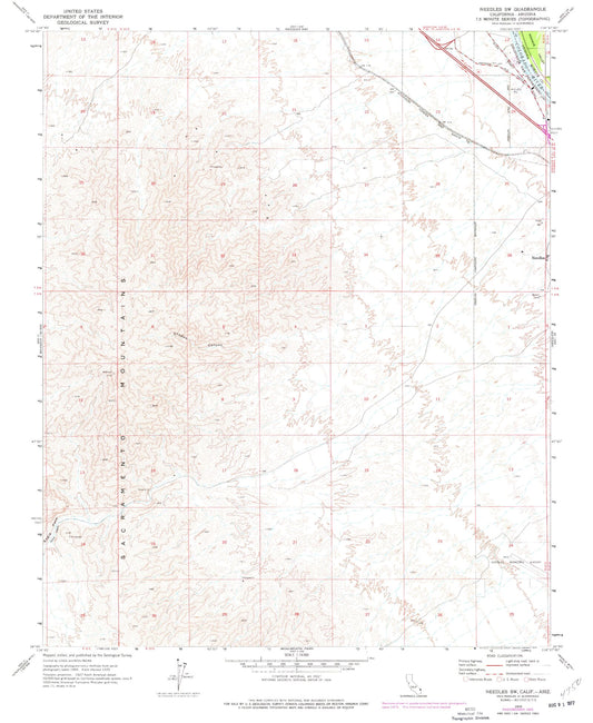 Classic USGS Needles SW California 7.5'x7.5' Topo Map Image