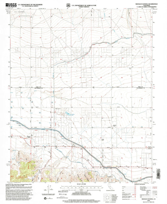 Classic USGS Neenach School California 7.5'x7.5' Topo Map Image
