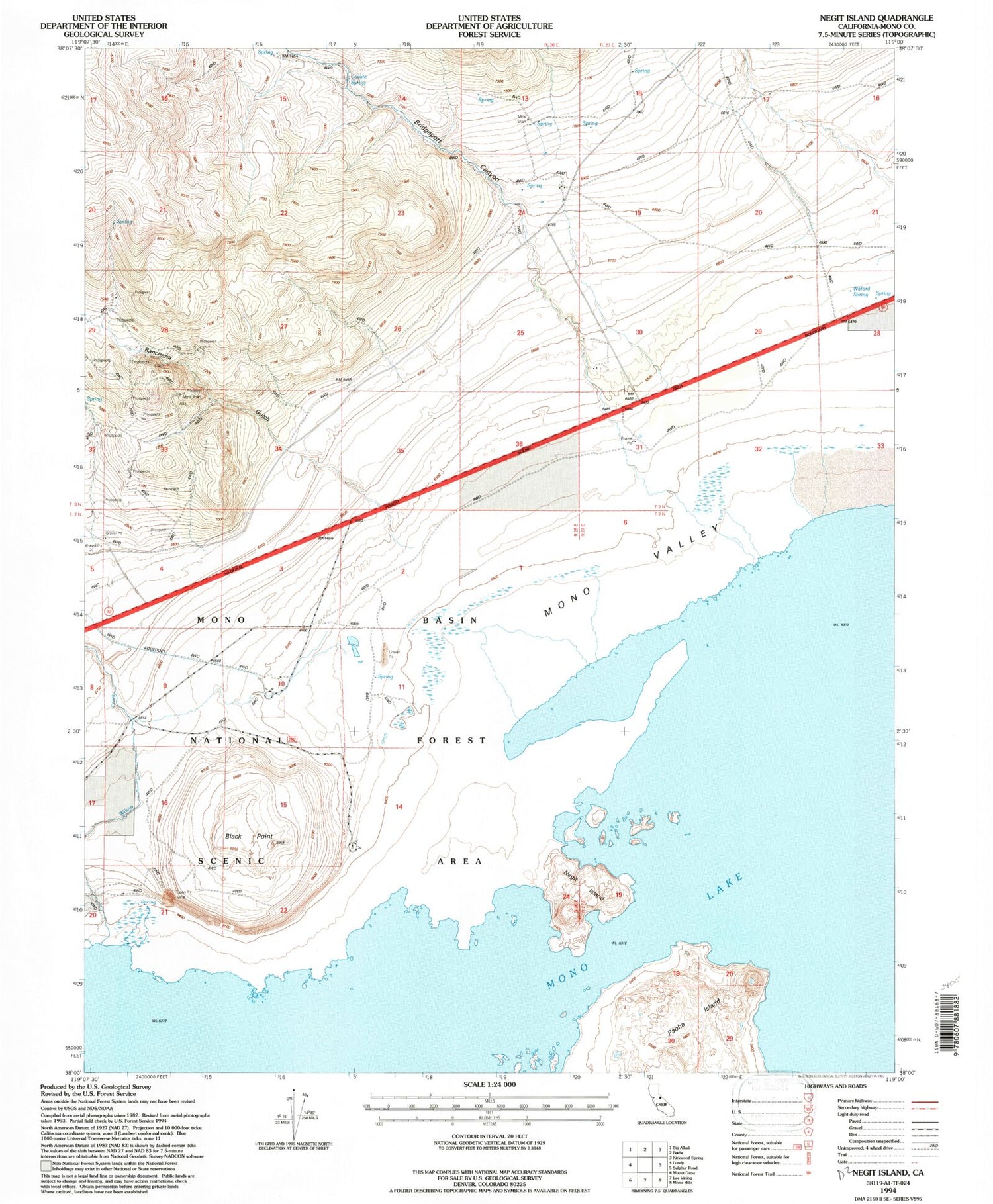 Classic USGS Negit Island California 7.5'x7.5' Topo Map Image