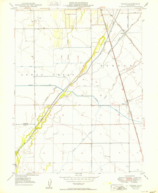 Classic USGS Nelson California 7.5'x7.5' Topo Map Image
