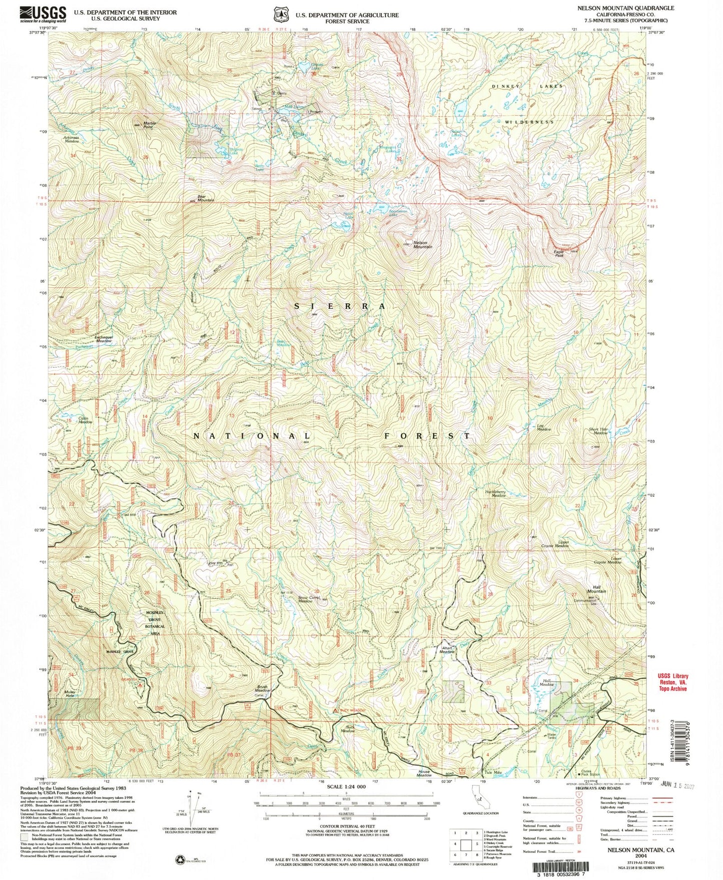 Classic USGS Nelson Mountain California 7.5'x7.5' Topo Map Image