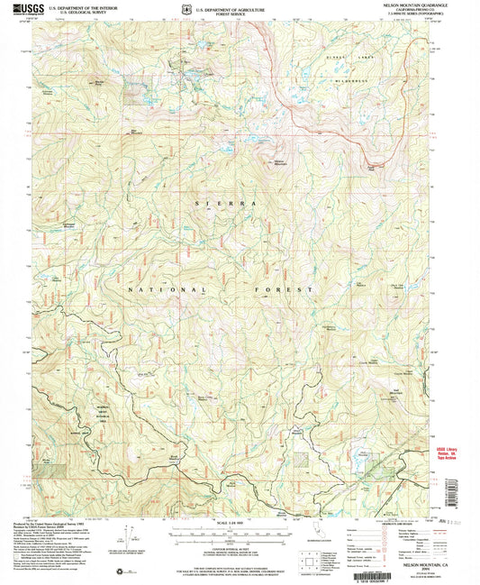 Classic USGS Nelson Mountain California 7.5'x7.5' Topo Map Image