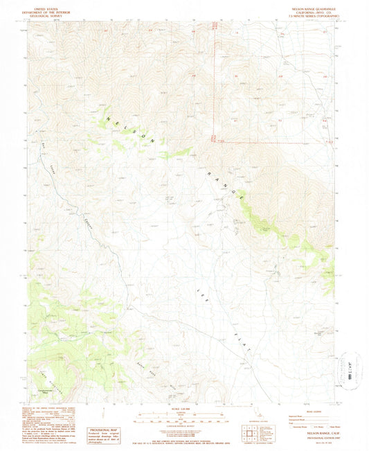 Classic USGS Nelson Range California 7.5'x7.5' Topo Map Image