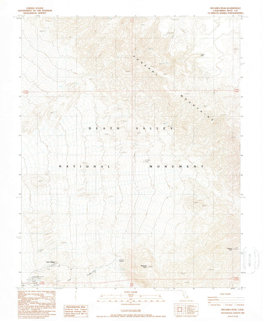 Classic USGS Nevares Peak California 7.5'x7.5' Topo Map Image