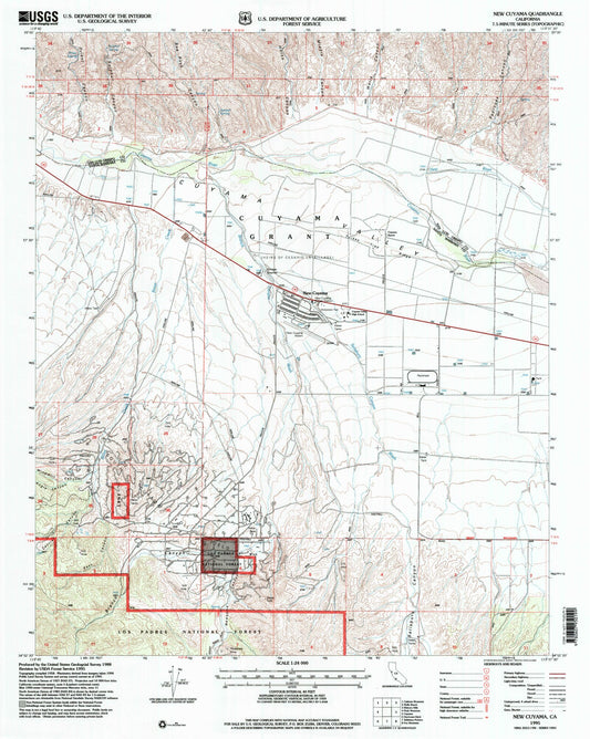 Classic USGS New Cuyama California 7.5'x7.5' Topo Map Image