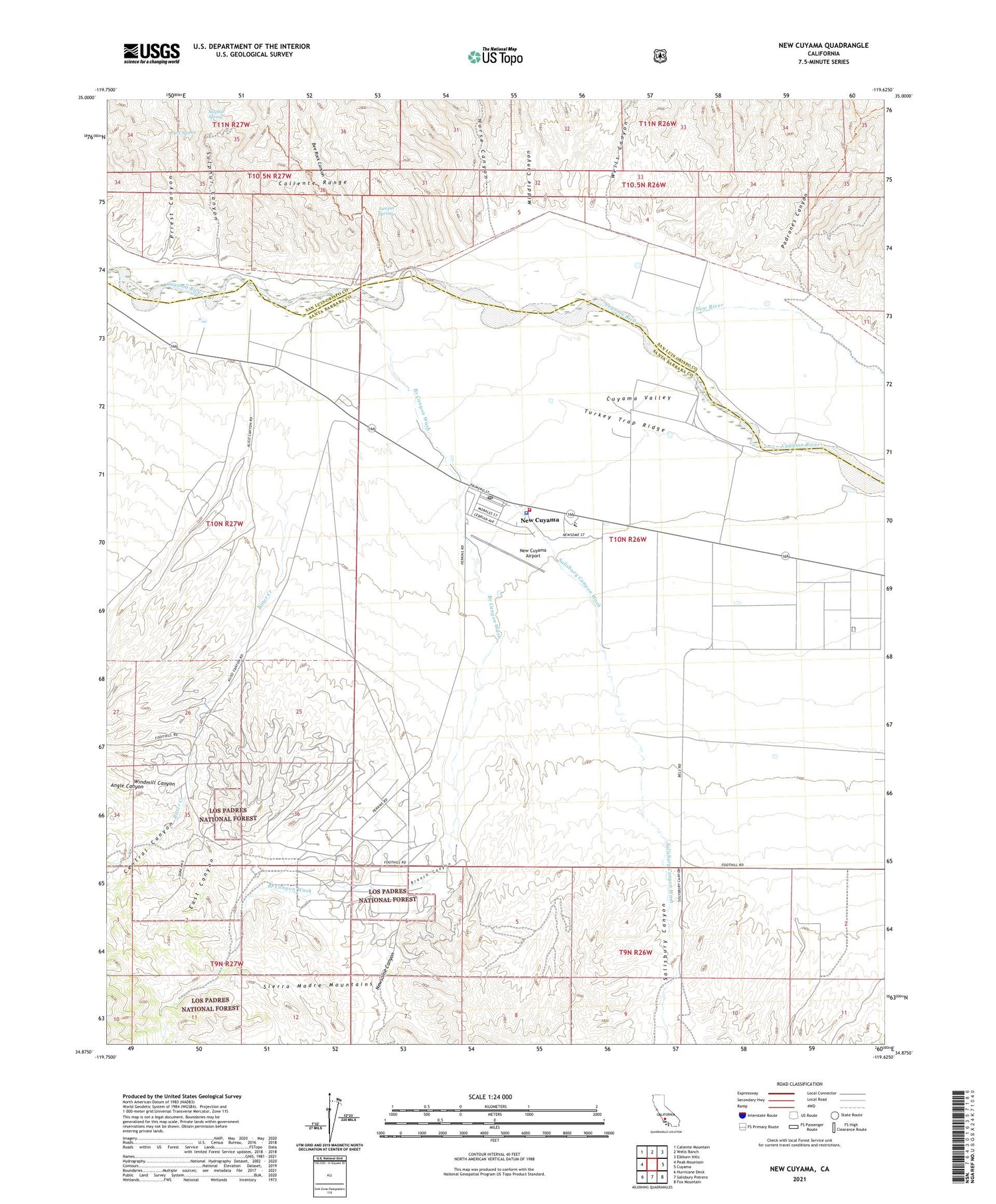 New Cuyama California US Topo Map Image
