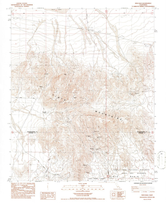 Classic USGS New Dale California 7.5'x7.5' Topo Map Image