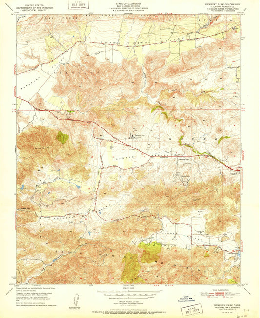 Classic USGS Newbury Park California 7.5'x7.5' Topo Map Image