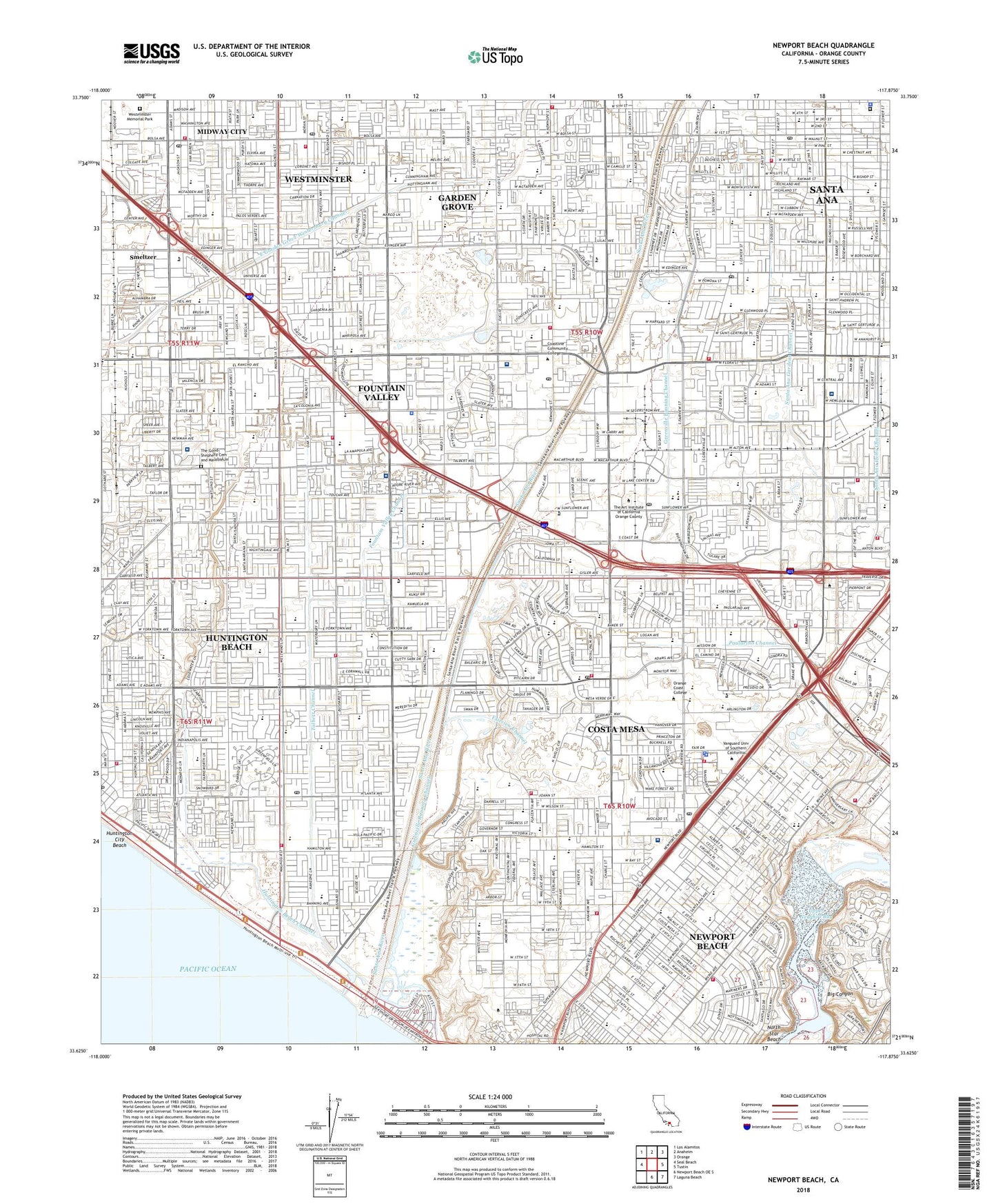 Newport Beach California US Topo Map Image