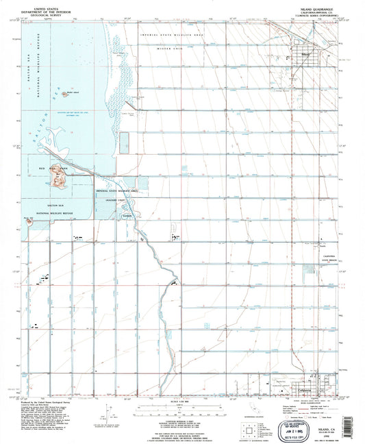 Classic USGS Niland California 7.5'x7.5' Topo Map Image