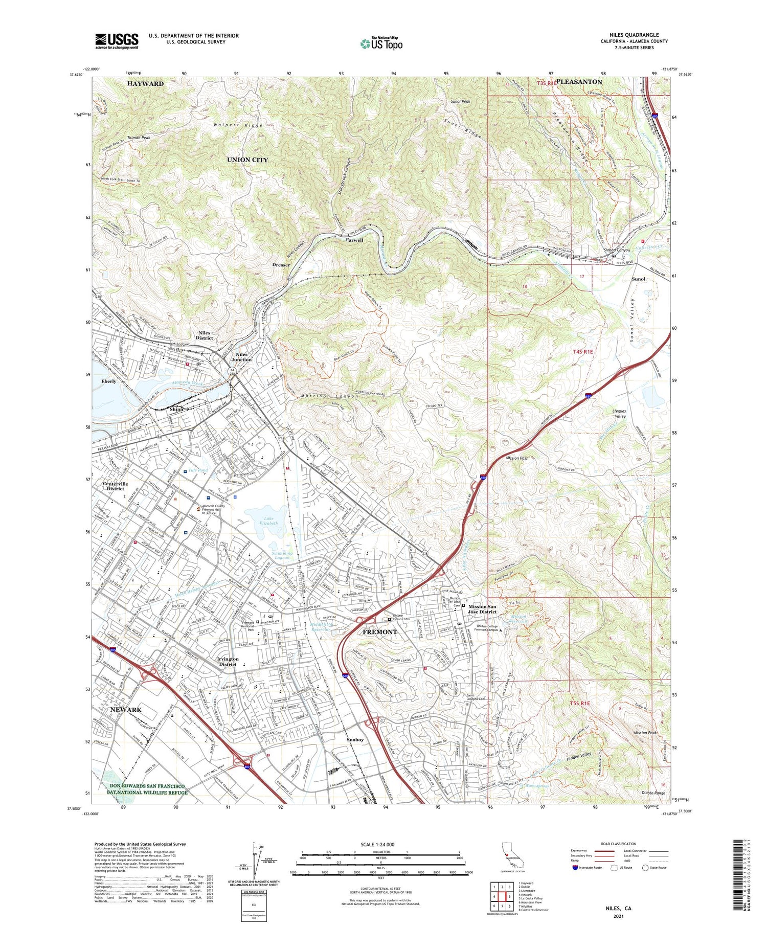 Niles California US Topo Map Image