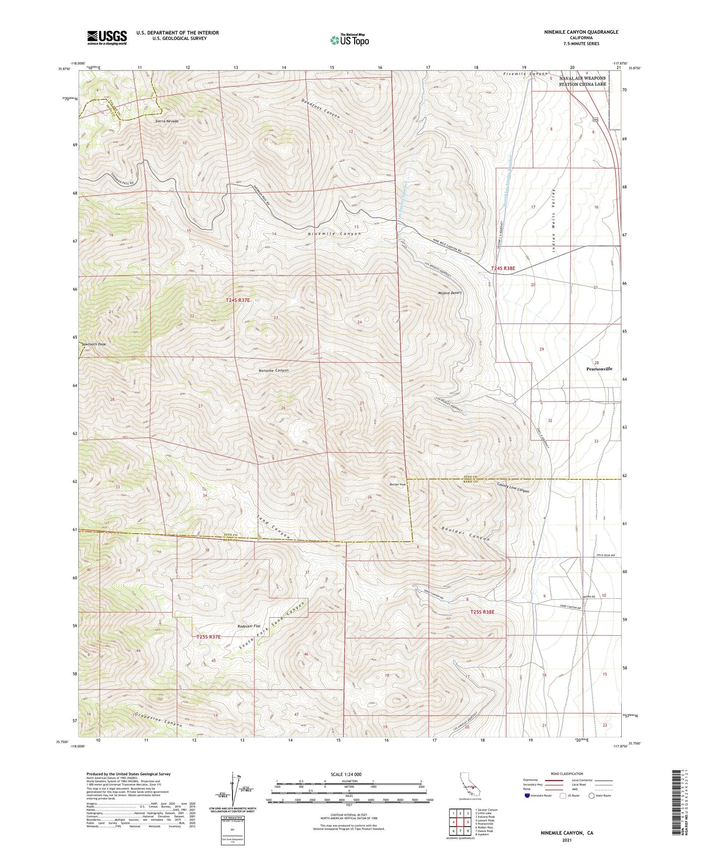 Ninemile Canyon California US Topo Map Image