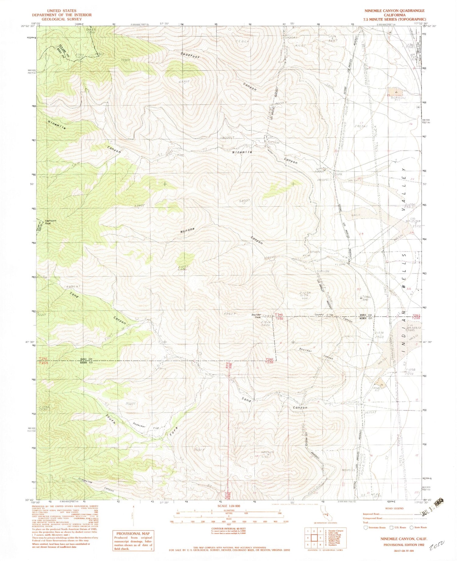 Classic USGS Ninemile Canyon California 7.5'x7.5' Topo Map Image