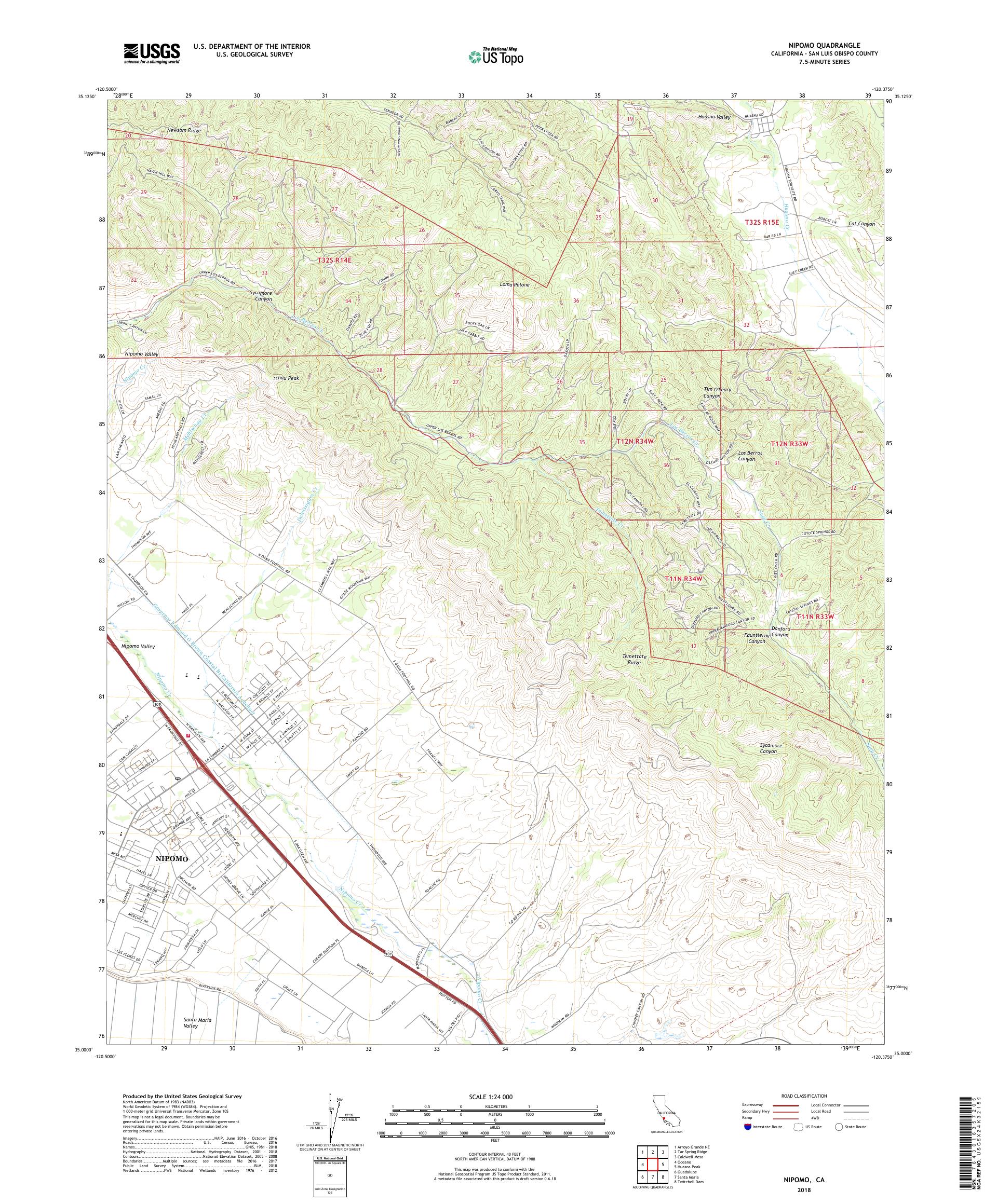 Nipomo California US Topo Map – MyTopo Map Store