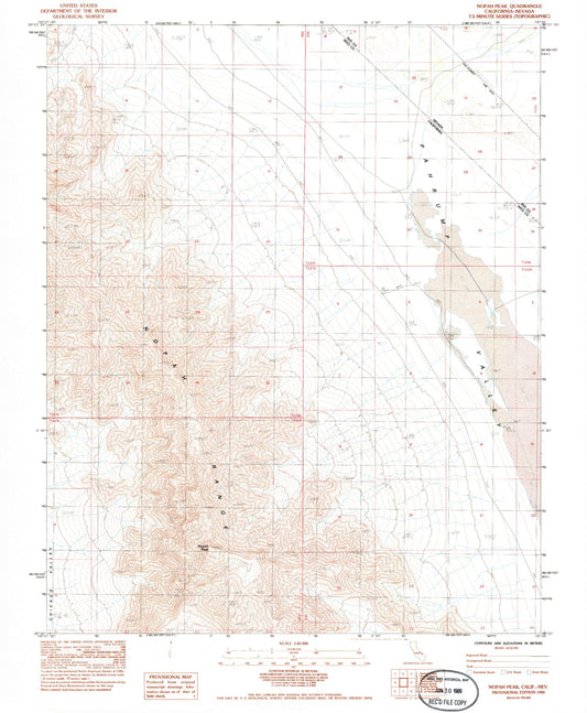 Classic USGS Nopah Peak California 7.5'x7.5' Topo Map Image