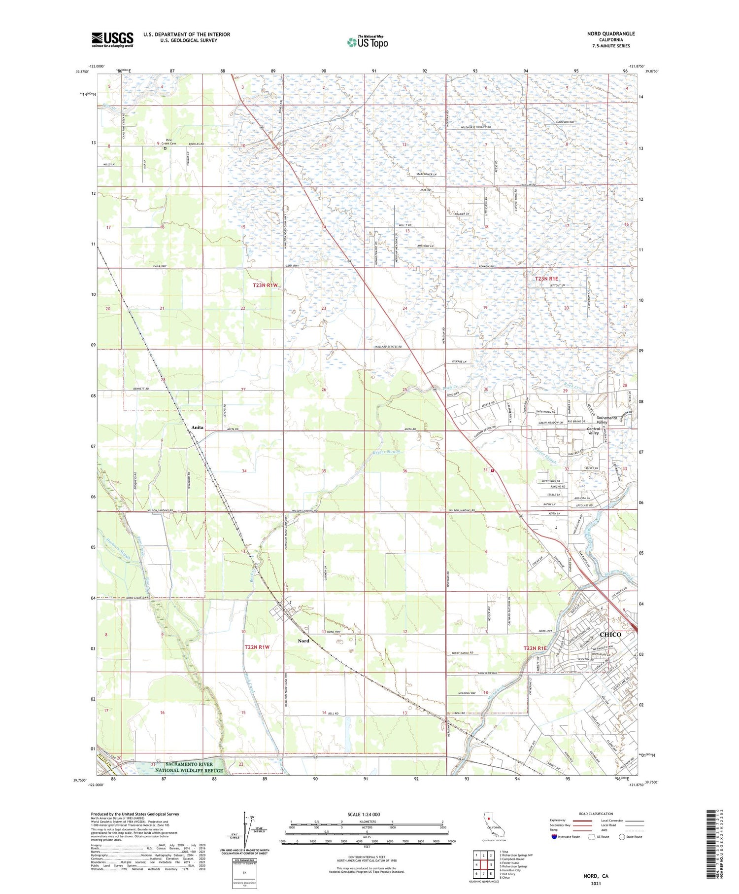 Nord California US Topo Map Image