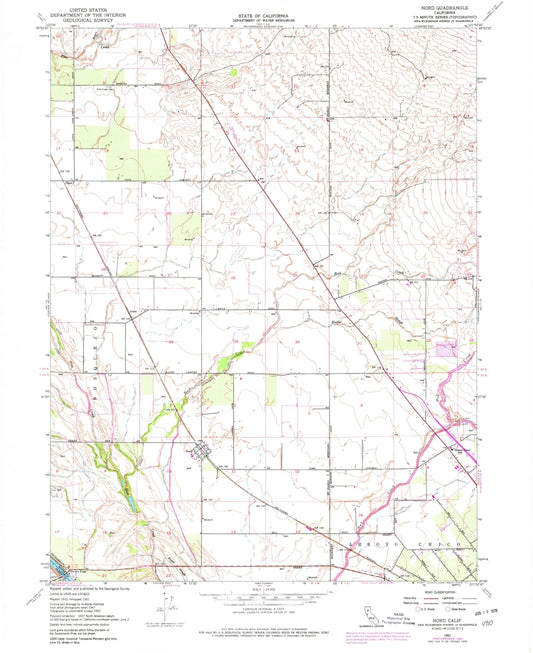 Classic USGS Nord California 7.5'x7.5' Topo Map Image