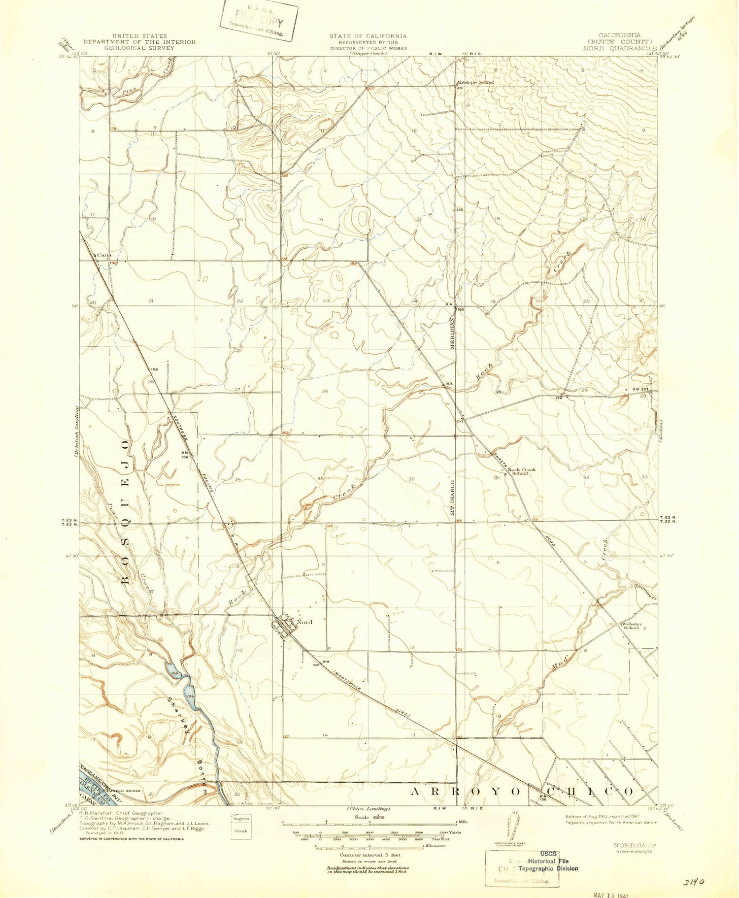 Classic USGS Nord California 7.5'x7.5' Topo Map Image