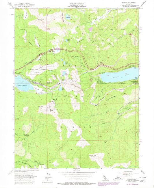 USGS Classic Norden California 7.5'x7.5' Topo Map Image